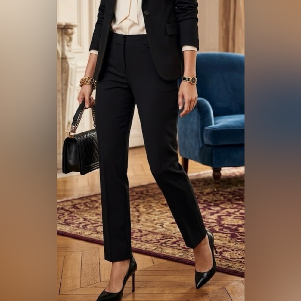 PETITE BLACK Ann Taylor Classic Straight Leg Pants - Picture 2 of 12
